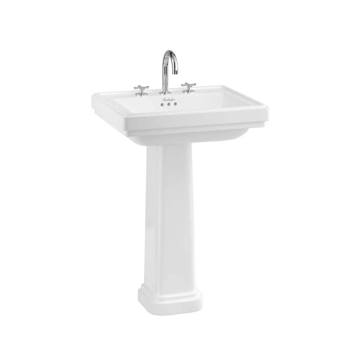 Burlington Riviera Square White Basin With Standard Pedestal