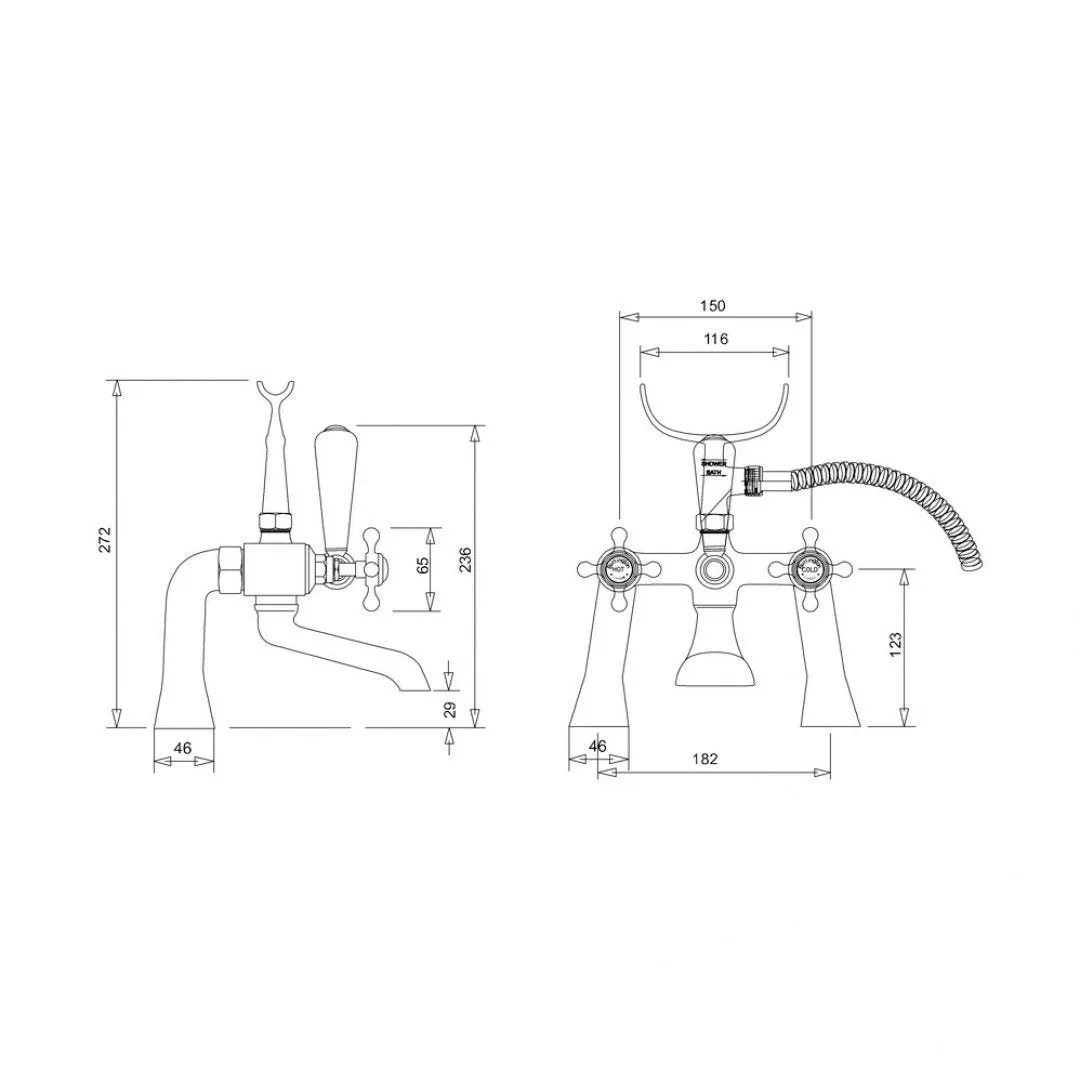 Burlington Stafford Bath Shower Mixer Deck Mounted