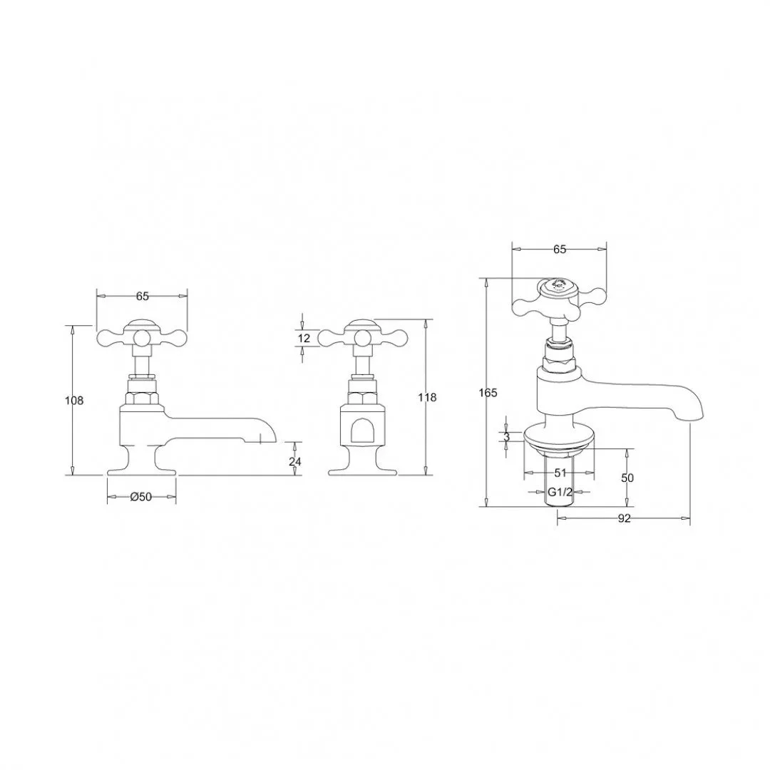 Burlington Stafford Long Nose Basin Pillar Taps