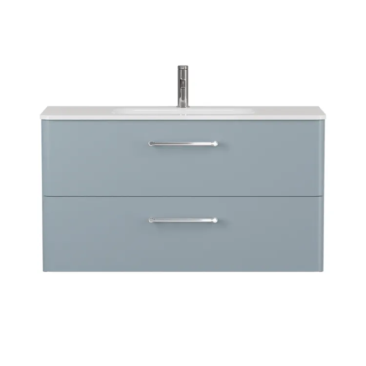 Camberwell Wall Mounted Vanity Unit With Washbasin - Dusty Blue