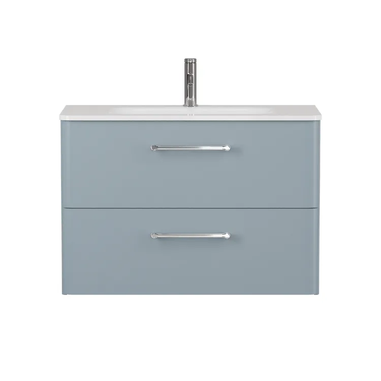 Camberwell Wall Mounted Vanity Unit With Washbasin - Dusty Blue