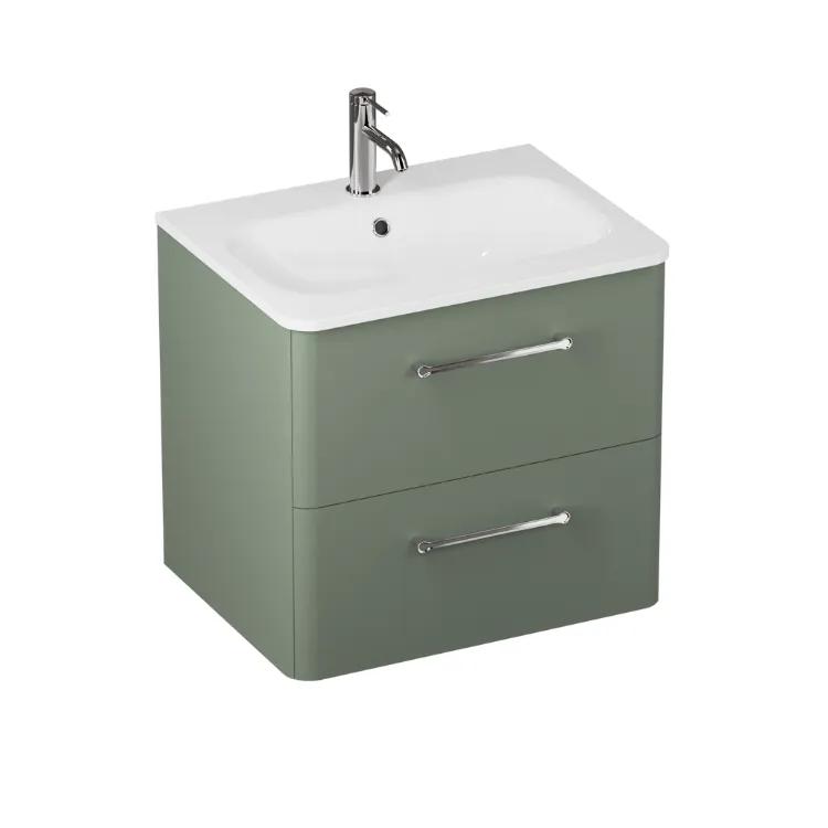 Camberwell Wall Mounted Vanity Unit With Washbasin - Earthy Green
