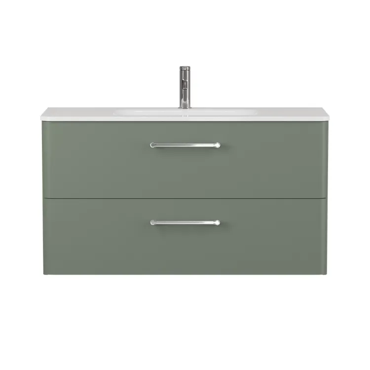 Camberwell Wall Mounted Vanity Unit With Washbasin - Earthy Green