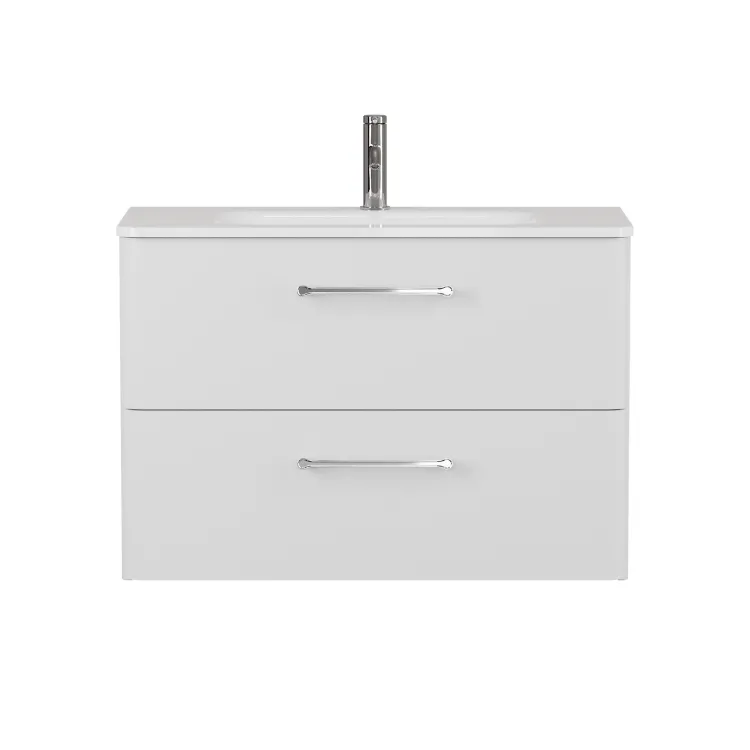 Camberwell Wall Mounted Vanity Unit With Washbasin - Frosted White