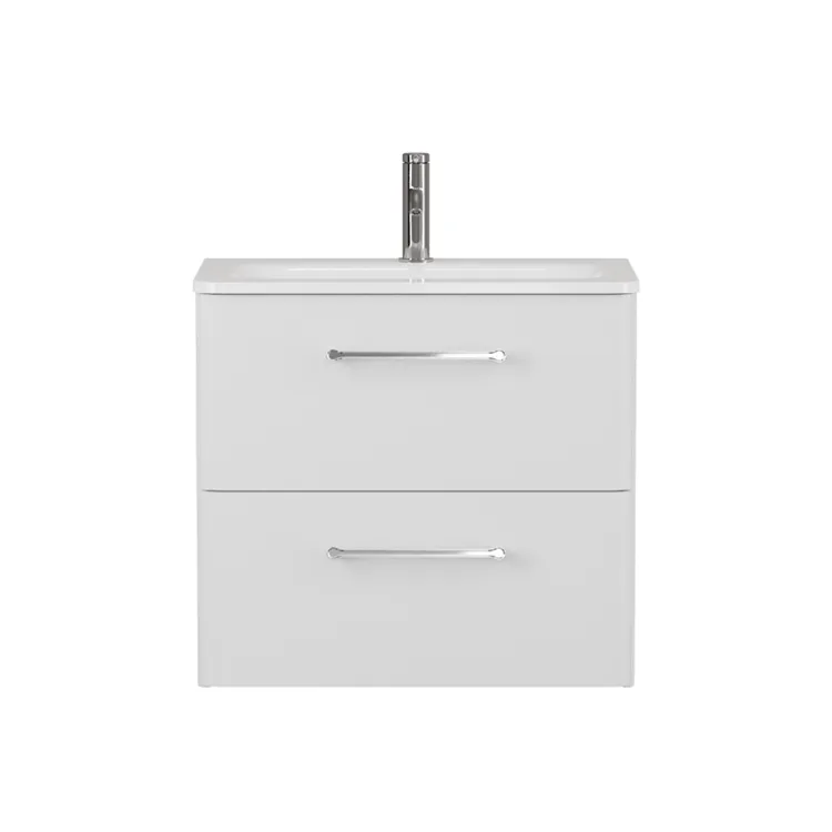 Camberwell Wall Mounted Vanity Unit With Washbasin - Frosted White