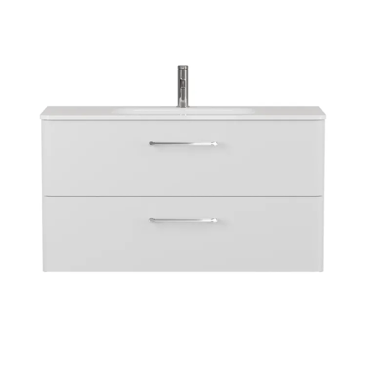 Camberwell Wall Mounted Vanity Unit With Washbasin - Frosted White