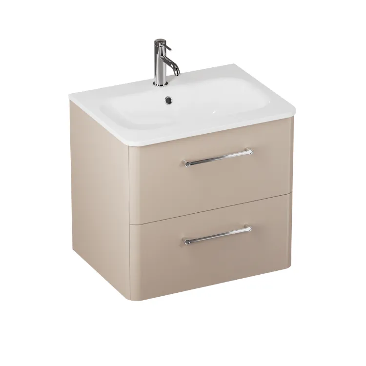 Camberwell Wall Mounted Vanity Unit With Washbasin - Warm Beige