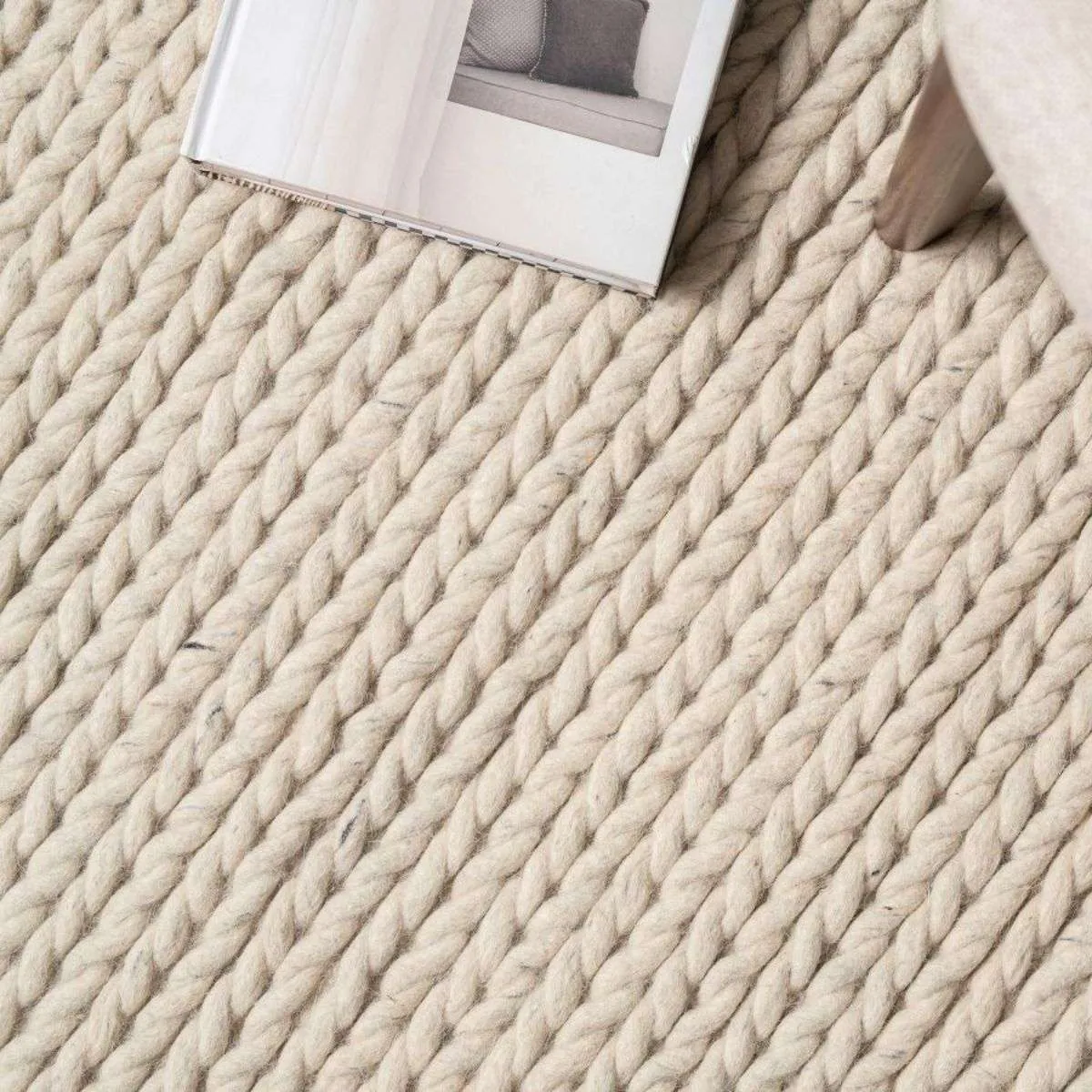 Charlotte Braided Wool Rug - Large - Natural Marle Mocka