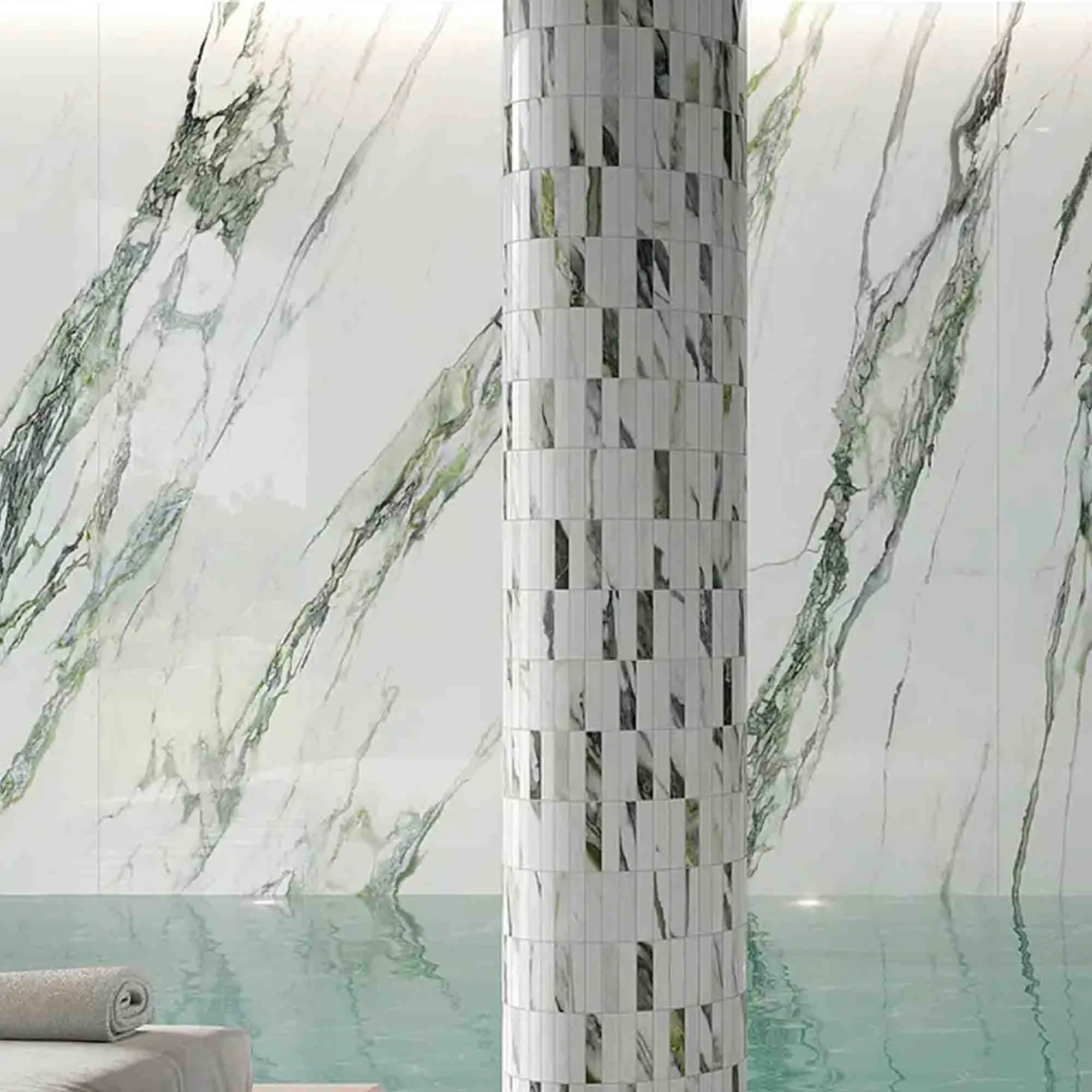 Charm Experience Calacatta Green Marble Effect Porcelain Tile 60x120cm Matt