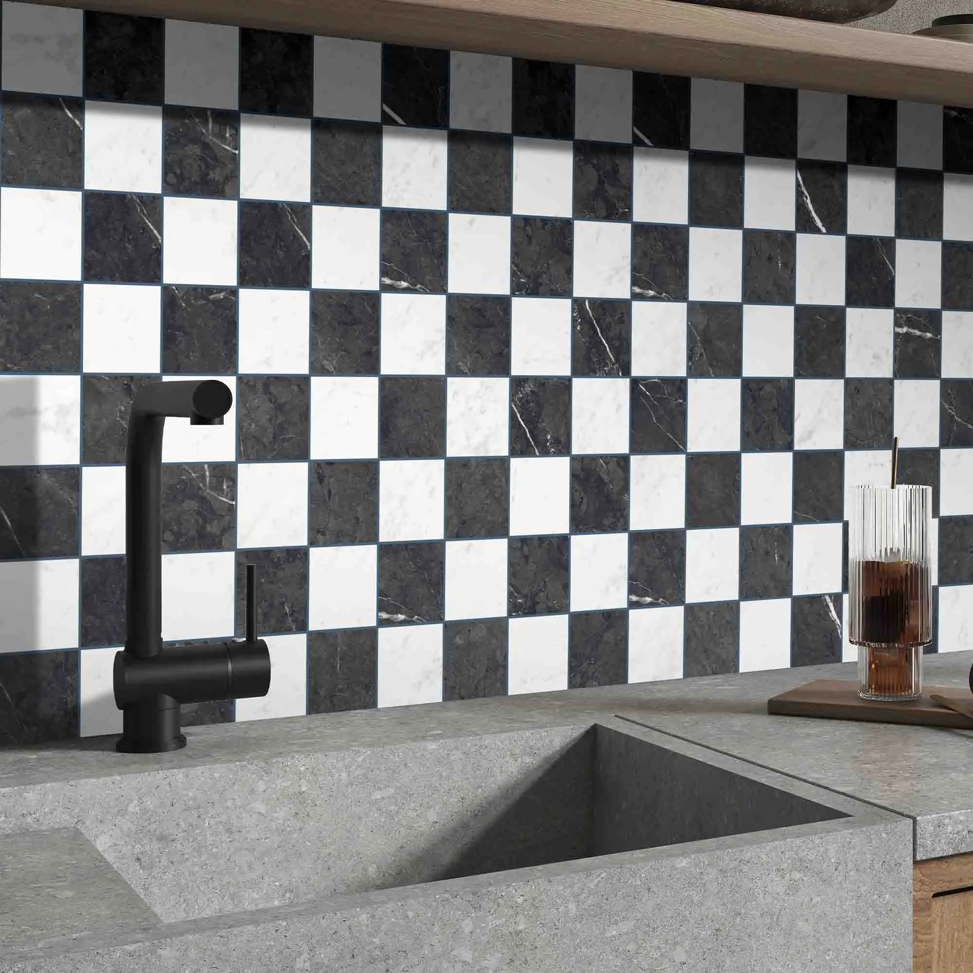 Chester Carrara Marble Effect Porcelain Tile 10x10cm Matt
