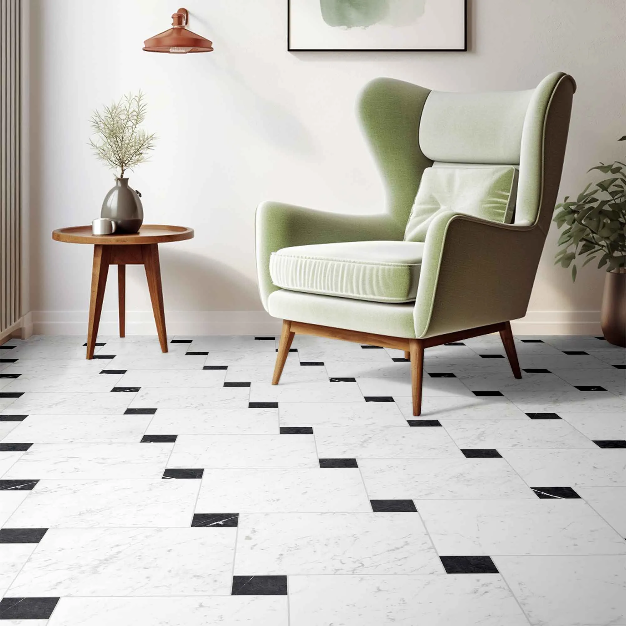 Chester Carrara Marble Effect Porcelain Tile 30x30cm Matt