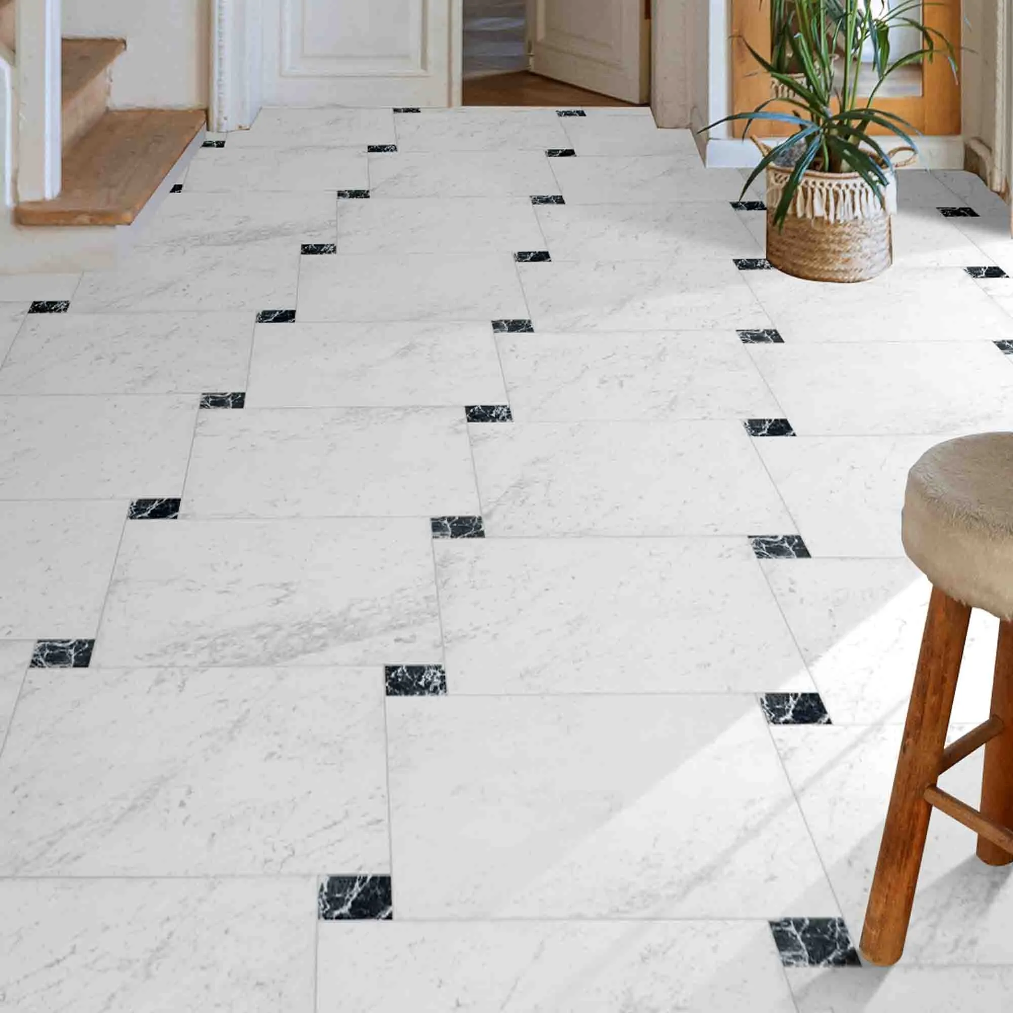 Chester Carrara Marble Effect Porcelain Tile 60x60cm Matt