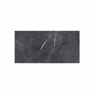 Chester Nero Marquina Marble Effect Porcelain Tile 7.5x15cm Matt