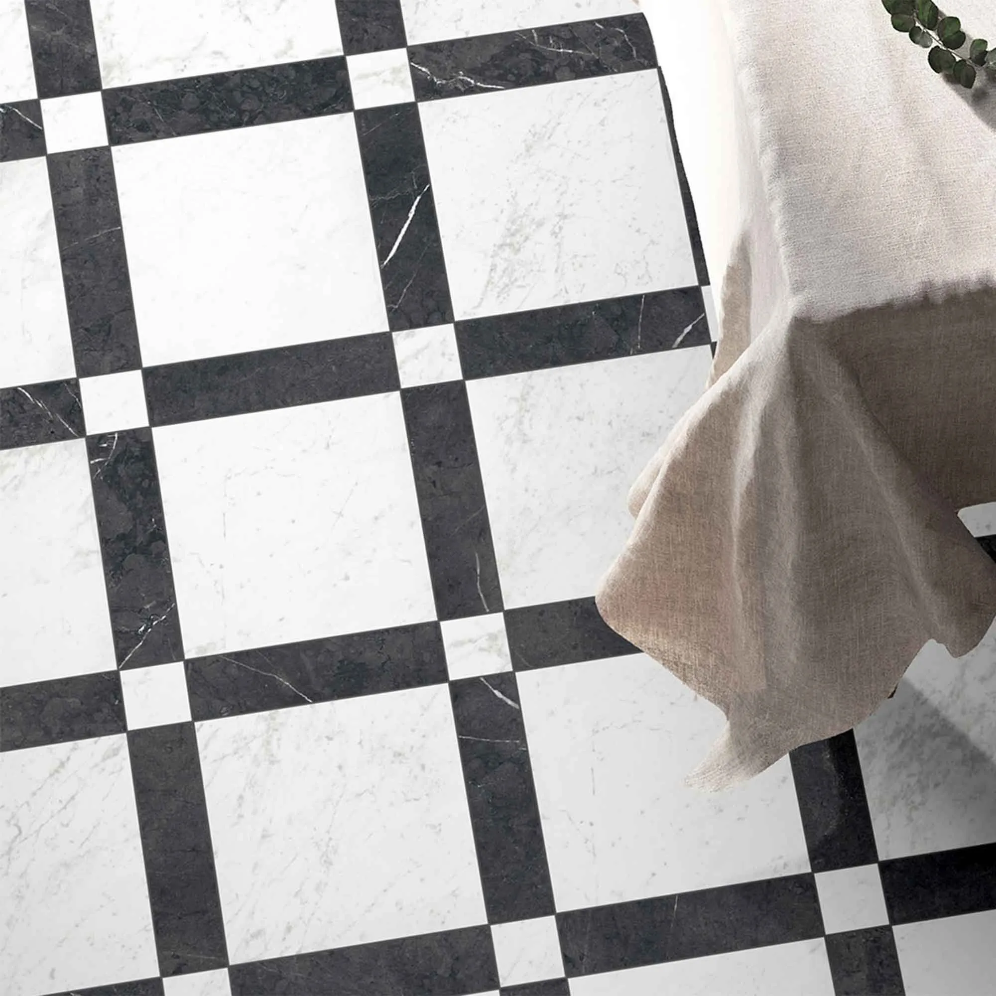 Chester Nero Marquina Marble Effect Porcelain Tile 7.5x30cm Matt