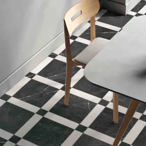 Chester Nero Marquina Marble Effect Porcelain Tile 7.5x7.5cm Matt