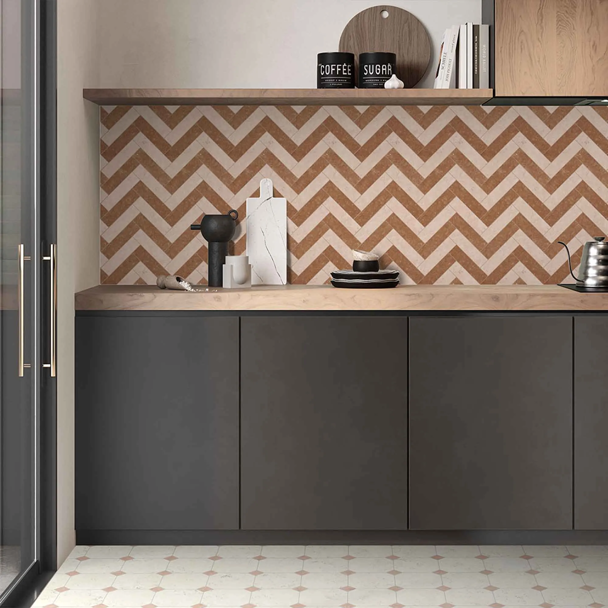 Chester Octagona Bianco Di Asiago Marble Effect Porcelain Tile 20x20cm Matt