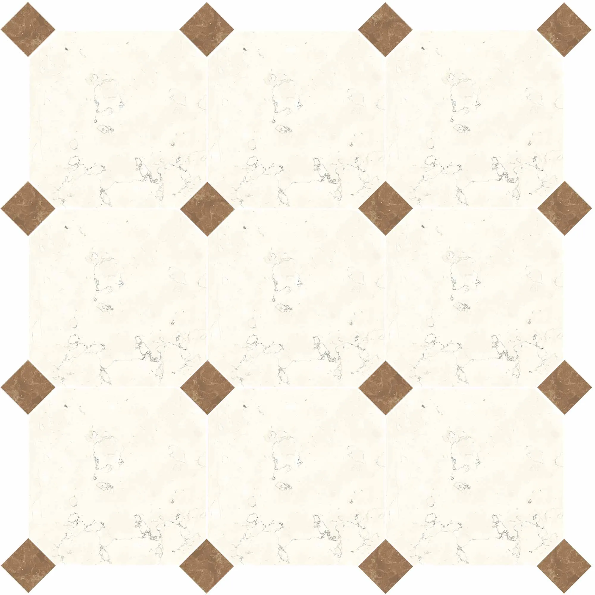 Chester Octagona Bianco Di Asiago Marble Effect Porcelain Tile 20x20cm Matt
