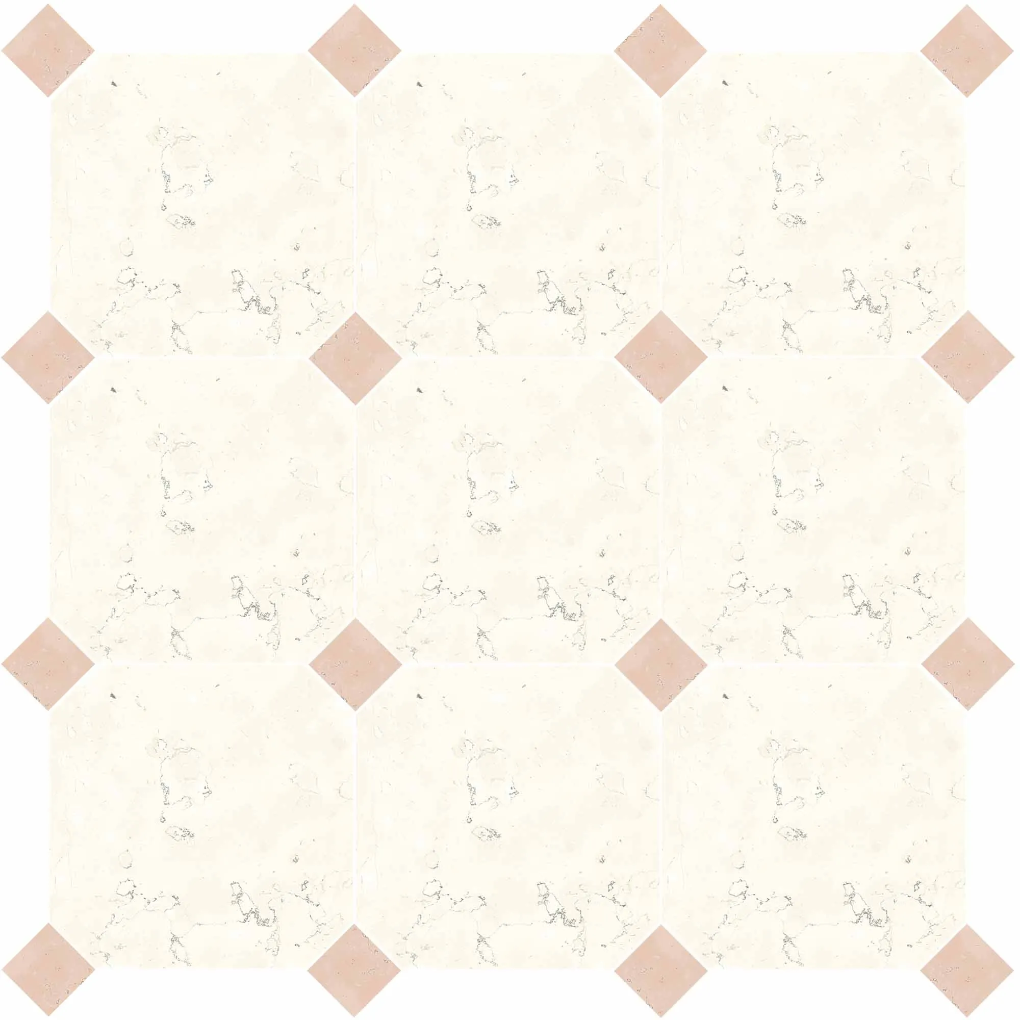Chester Octagona Bianco Di Asiago Marble Effect Porcelain Tile 20x20cm Matt