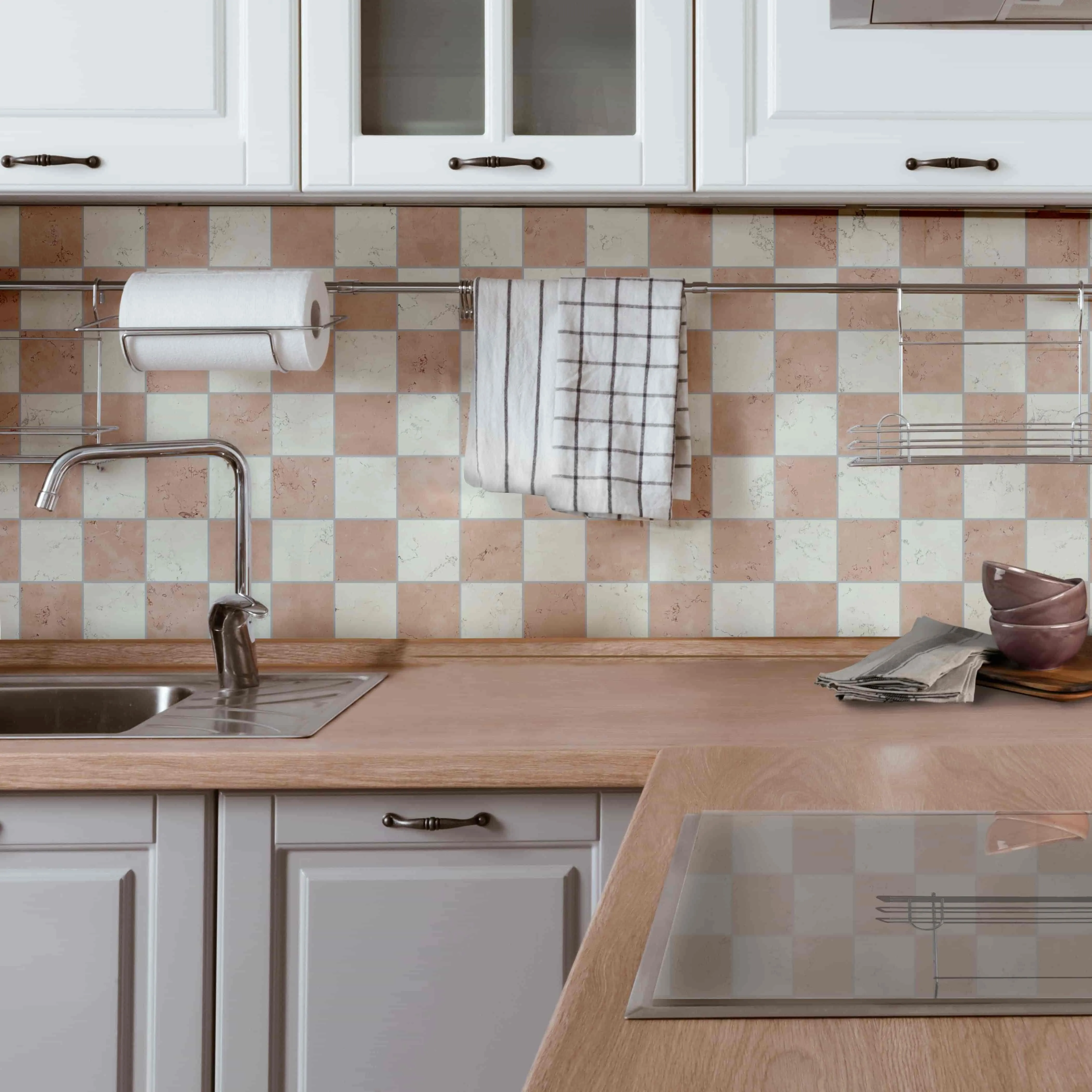 Chester Rosa Perlino Marble Effect Porcelain Tile 10x10cm Matt