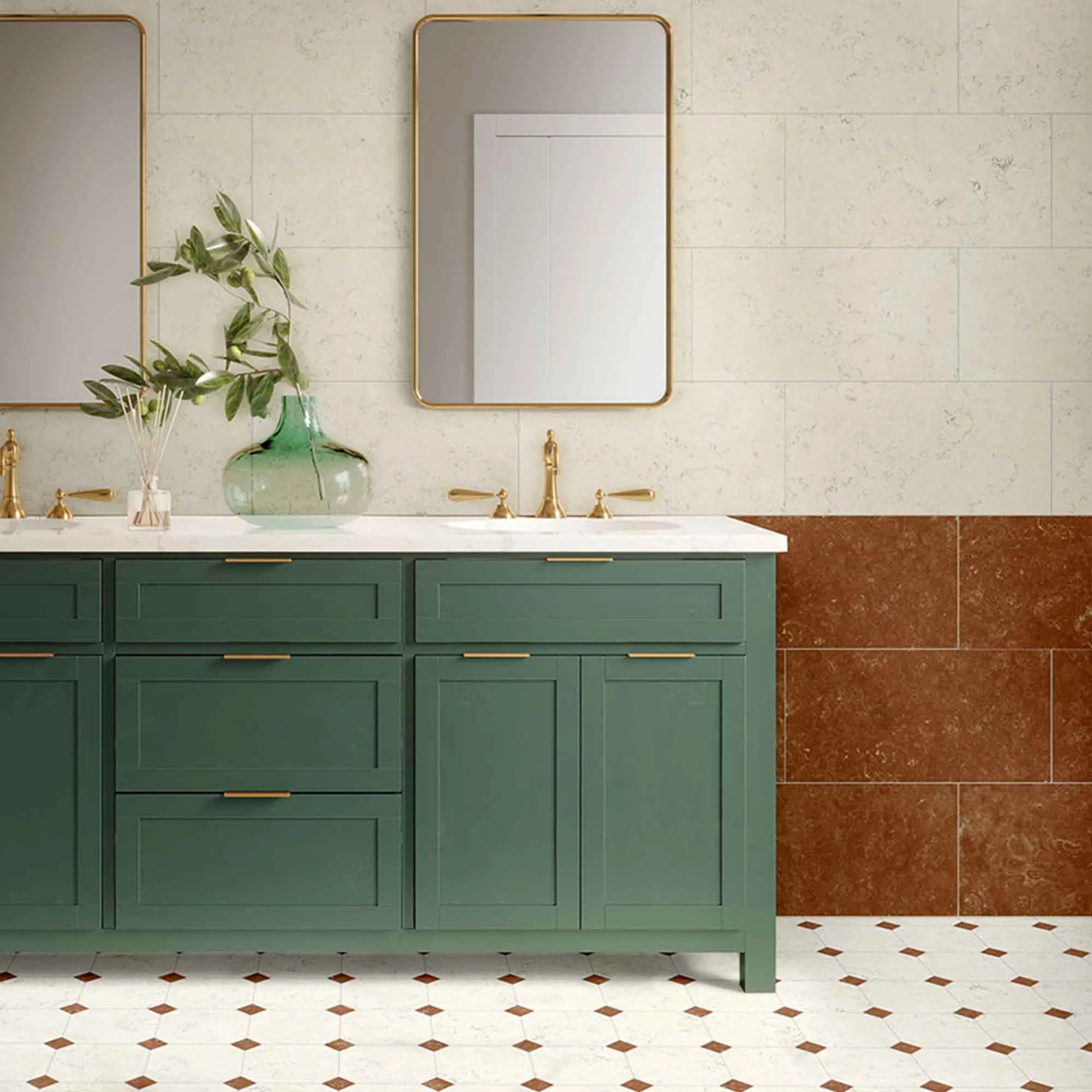 Chester Rosso Verona Marble Effect Porcelain Tile 30x60cm Matt