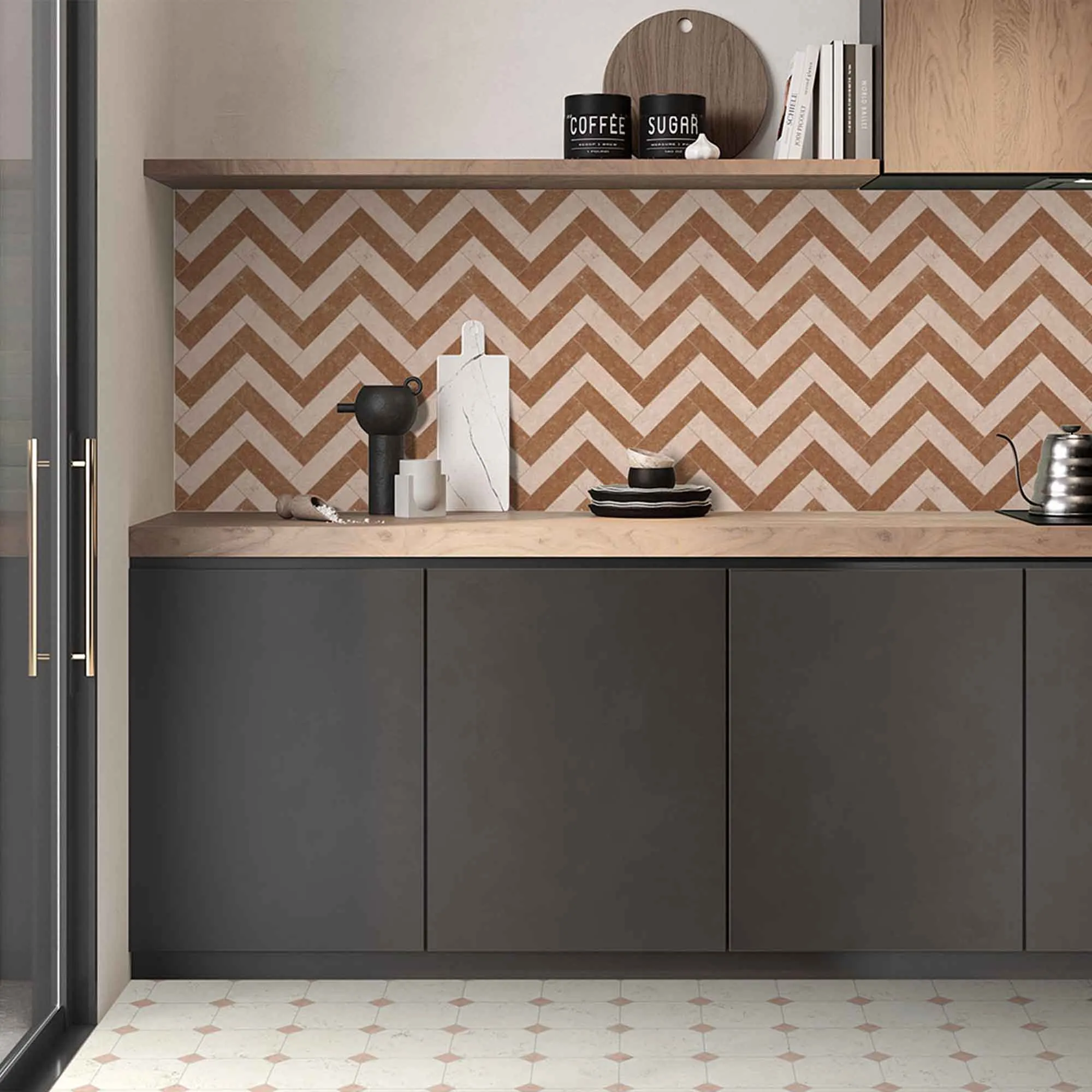 Chester Rosso Verona Marble Effect Porcelain Tile 7.5x30cm Matt