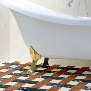 Chester Rosso Verona Marble Effect Porcelain Tile 7.5x30cm Matt