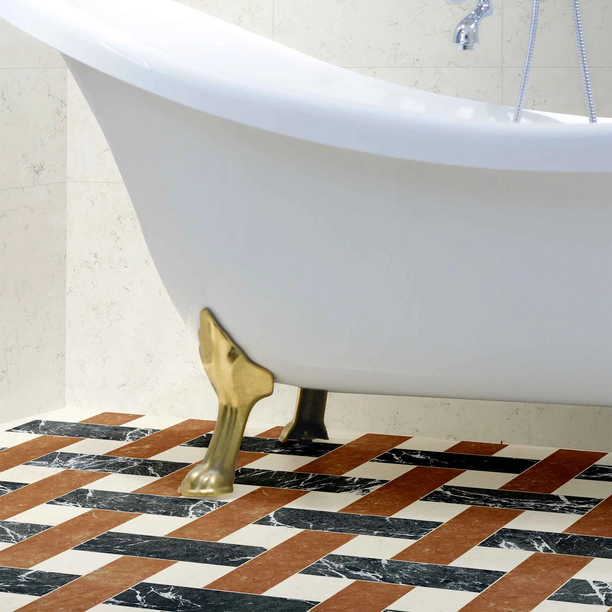 Chester Rosso Verona Marble Effect Porcelain Tile 7.5x30cm Matt