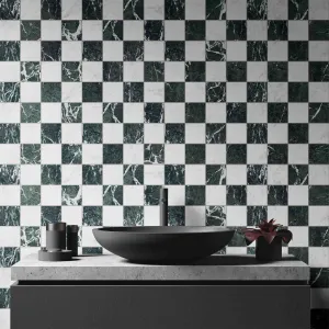 Chester Verde Alpi Marble Effect Porcelain Tile 10x10cm Matt