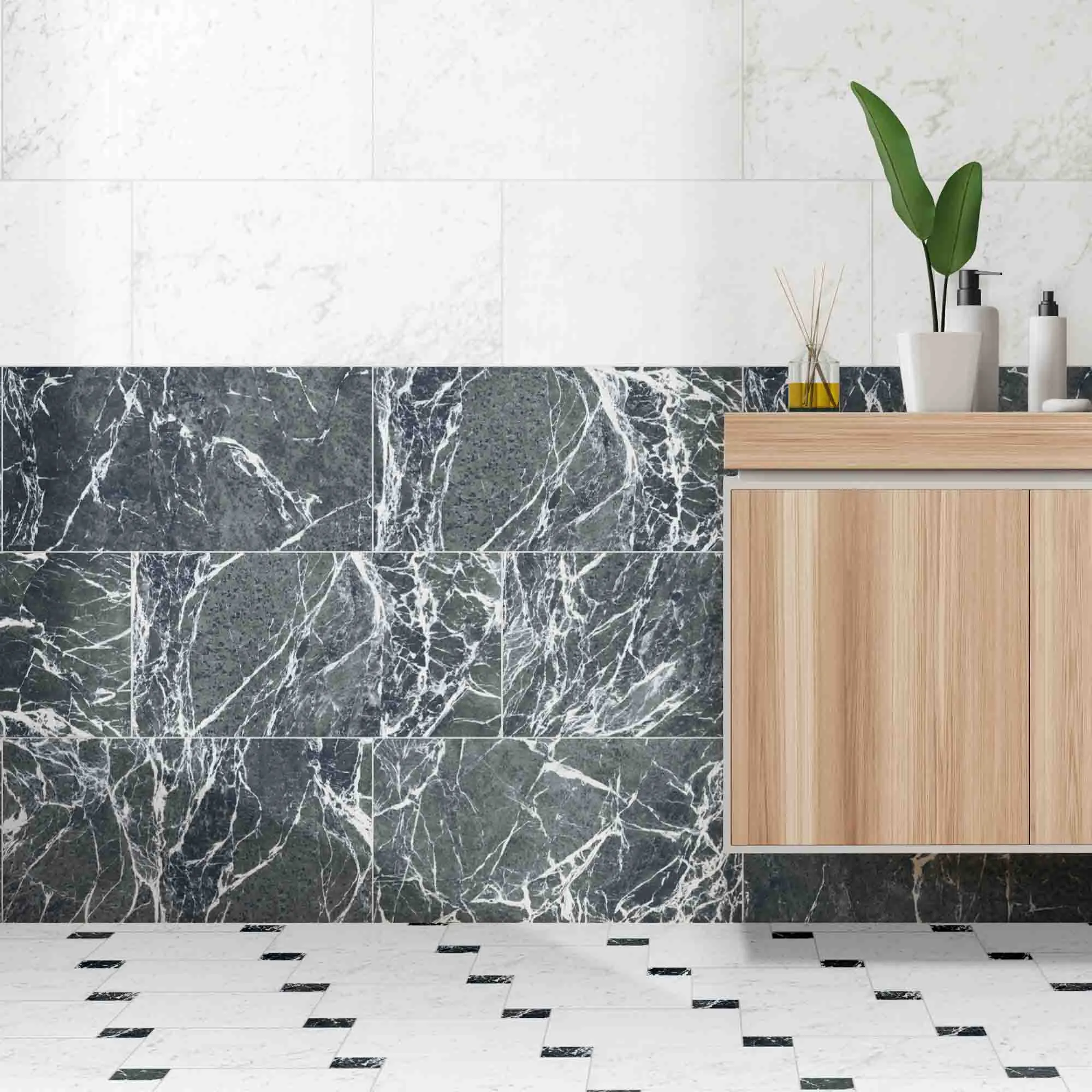 Chester Verde Alpi Marble Effect Porcelain Tile 30x60cm Matt
