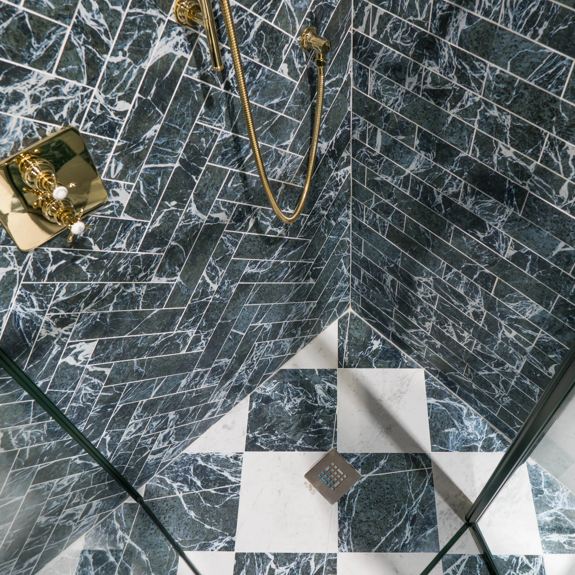 Chester Verde Alpi Marble Effect Porcelain Tile 7.5x30cm Matt