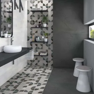 Cliff-R Dark Stone Effect Porcelain Tile 80x80cm Matt