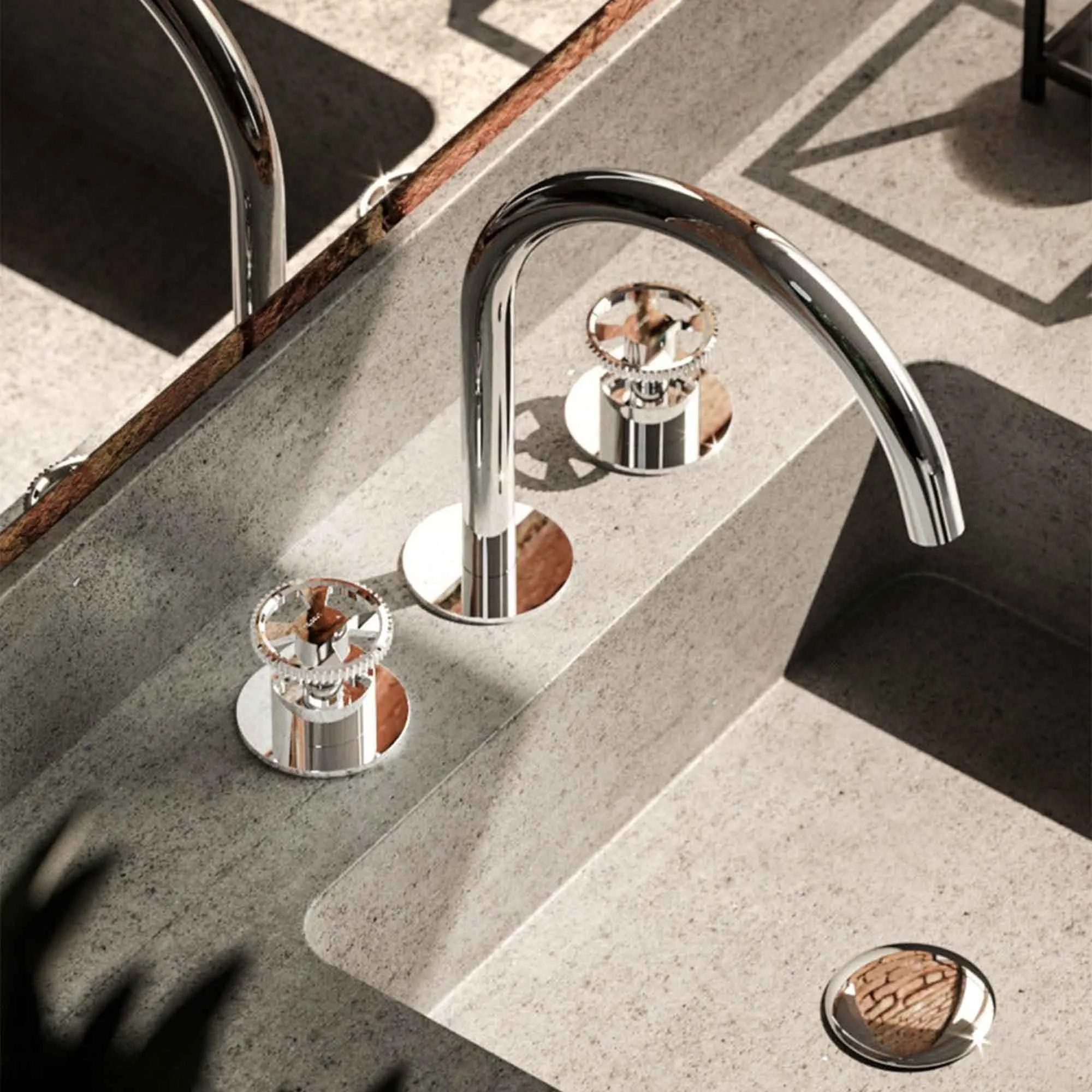 Cobber 3 Hole Deck Mounted Basin Mixer Tap with Wheel Handles