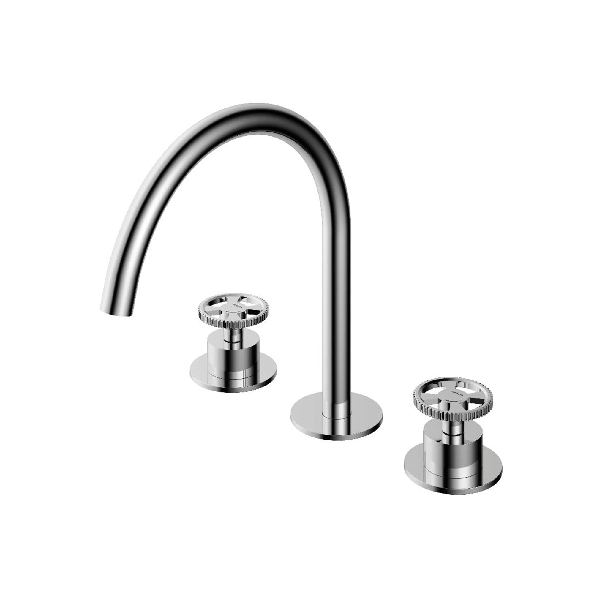 Cobber 3 Hole Deck Mounted Basin Mixer Tap with Wheel Handles