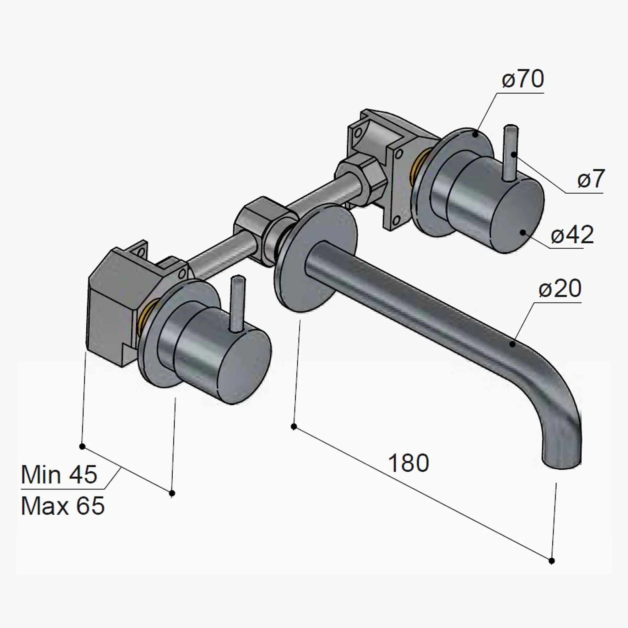 Cobber 3 Hole Wall Mounted Basin Mixer Tap