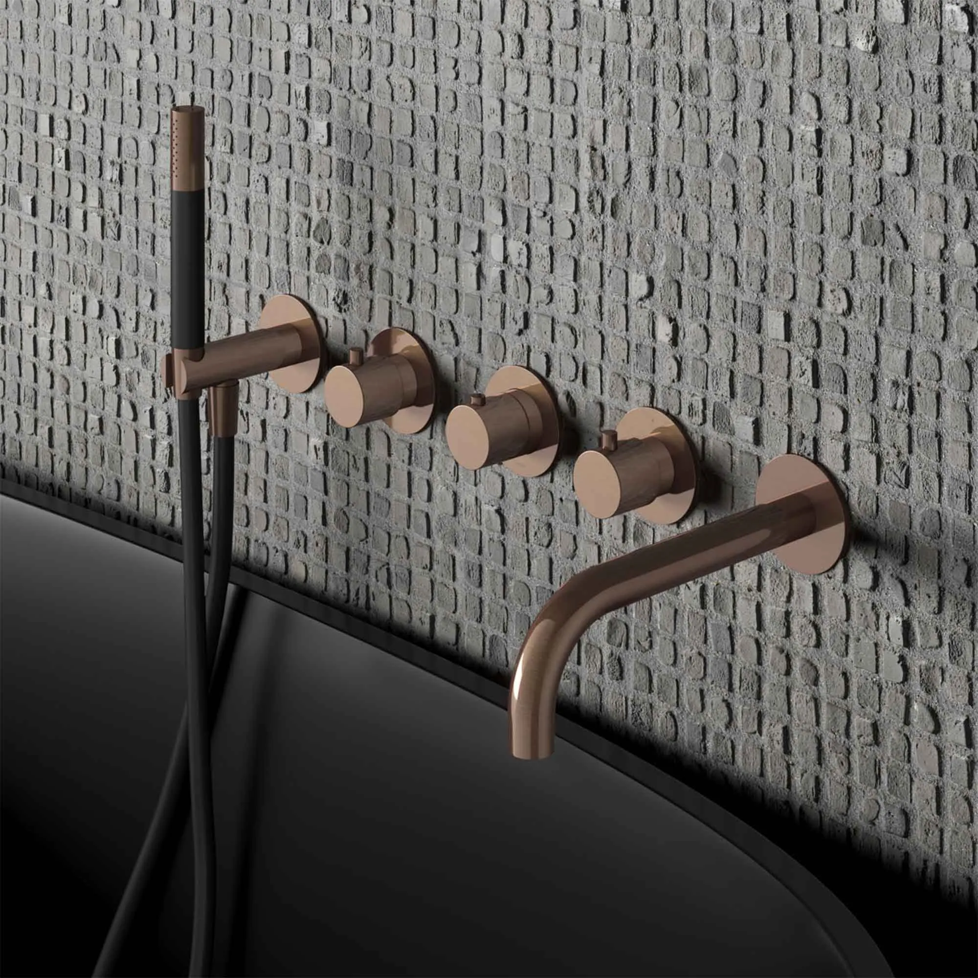 Cobber 5 Hole Wall Mounted Bath Filler with Spout & Handset