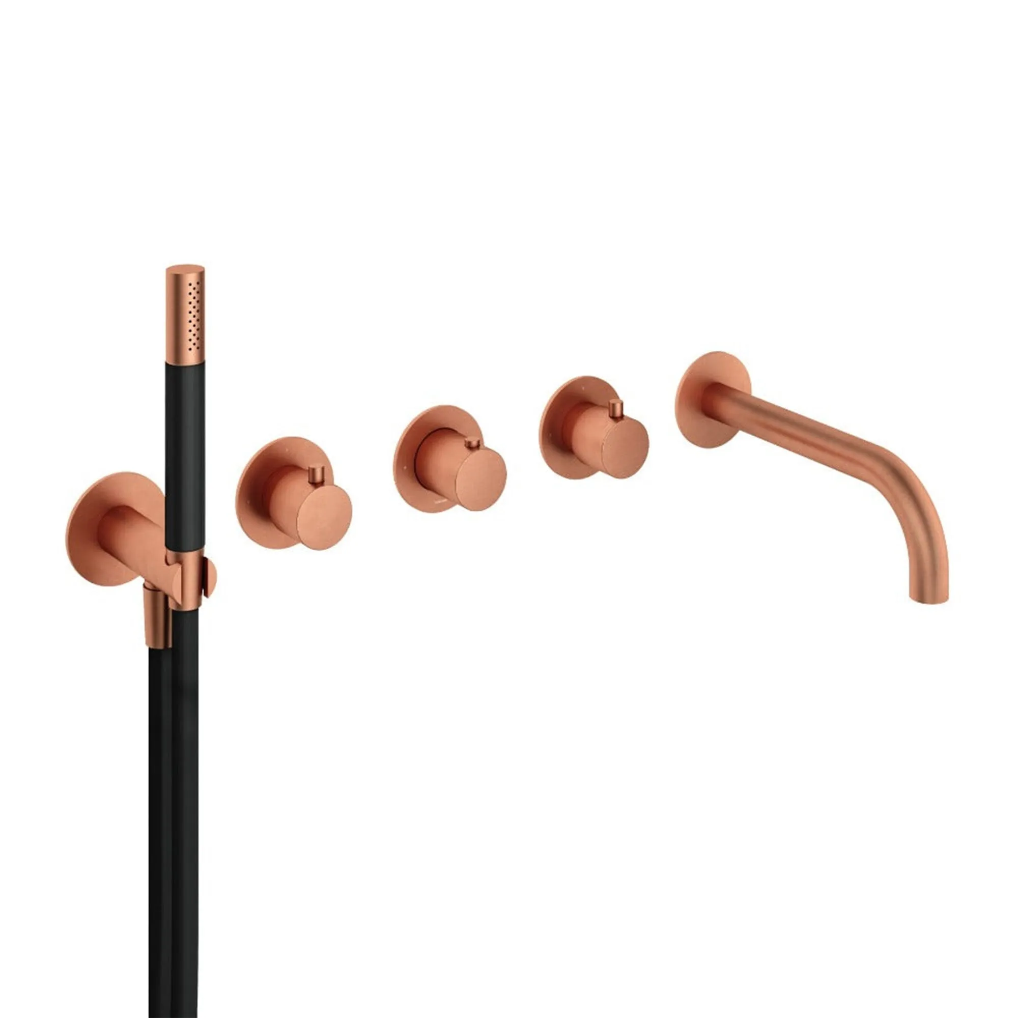 Cobber 5 Hole Wall Mounted Bath Filler with Spout & Handset