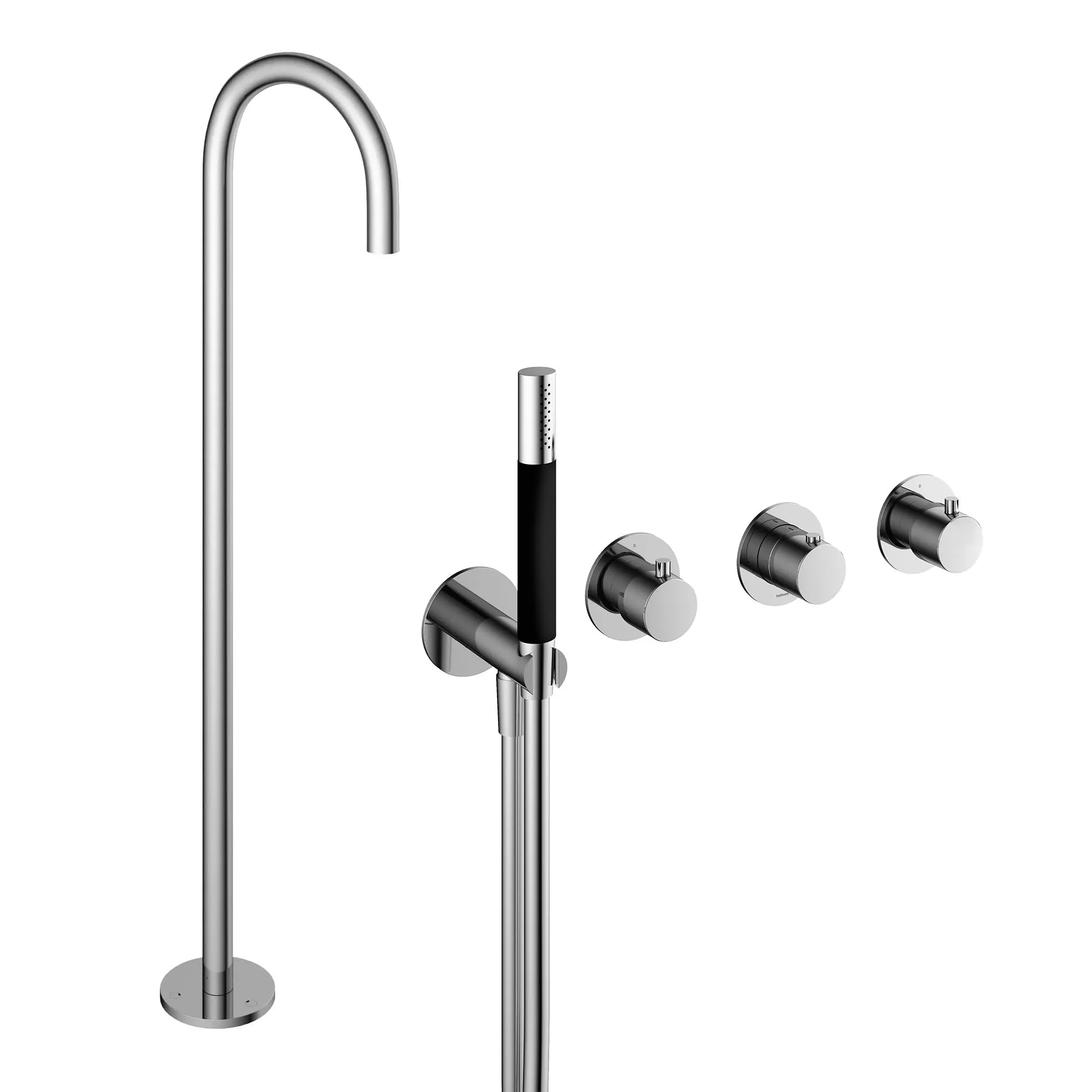 Cobber Floorstanding Bath Spout with 4 Hole Thermostatic Shower Valve and Handset