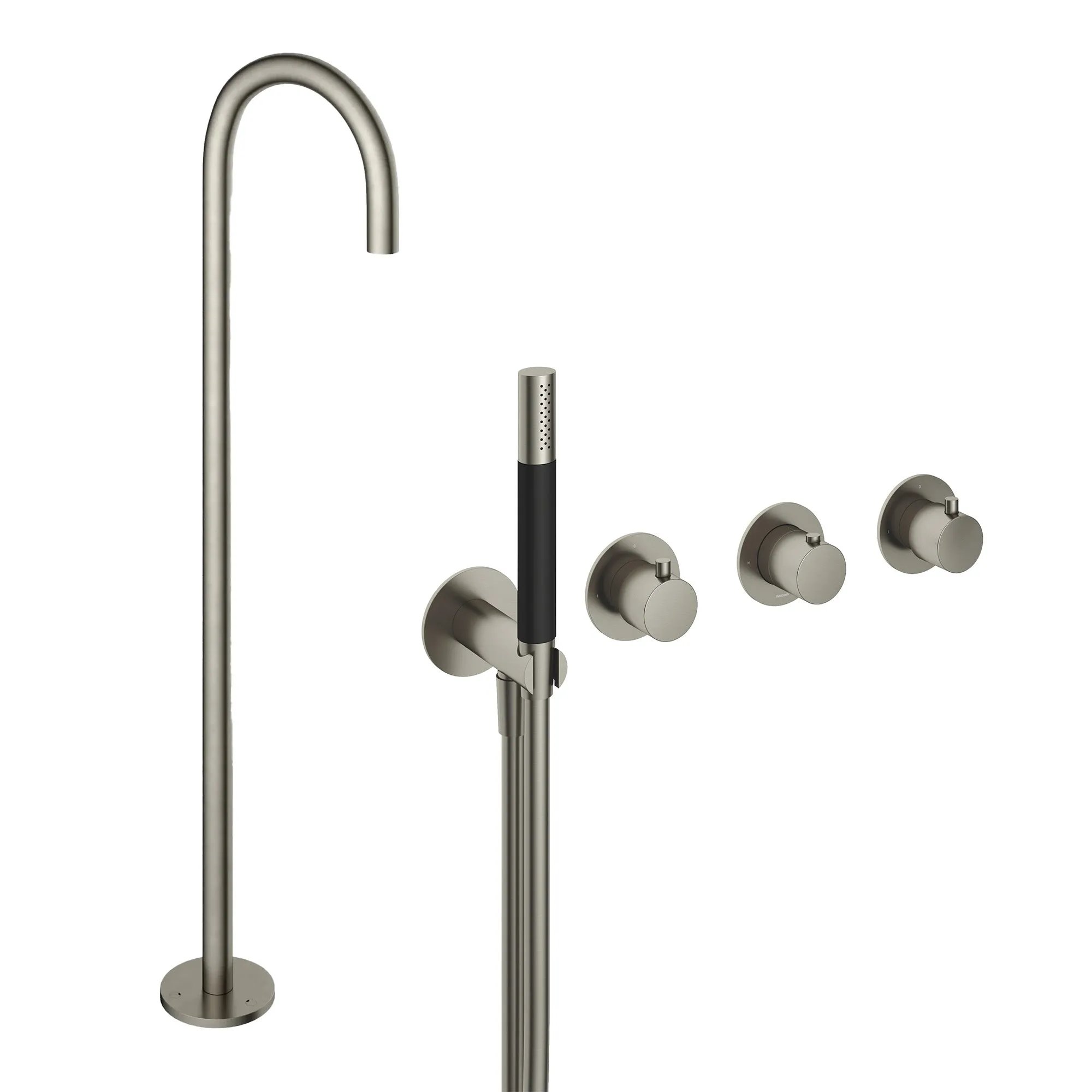 Cobber Floorstanding Bath Spout with 4 Hole Thermostatic Shower Valve and Handset