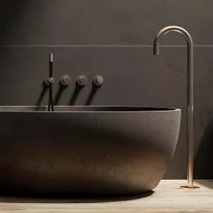 Cobber Floorstanding Bath Spout with 4 Hole Thermostatic Shower Valve and Handset