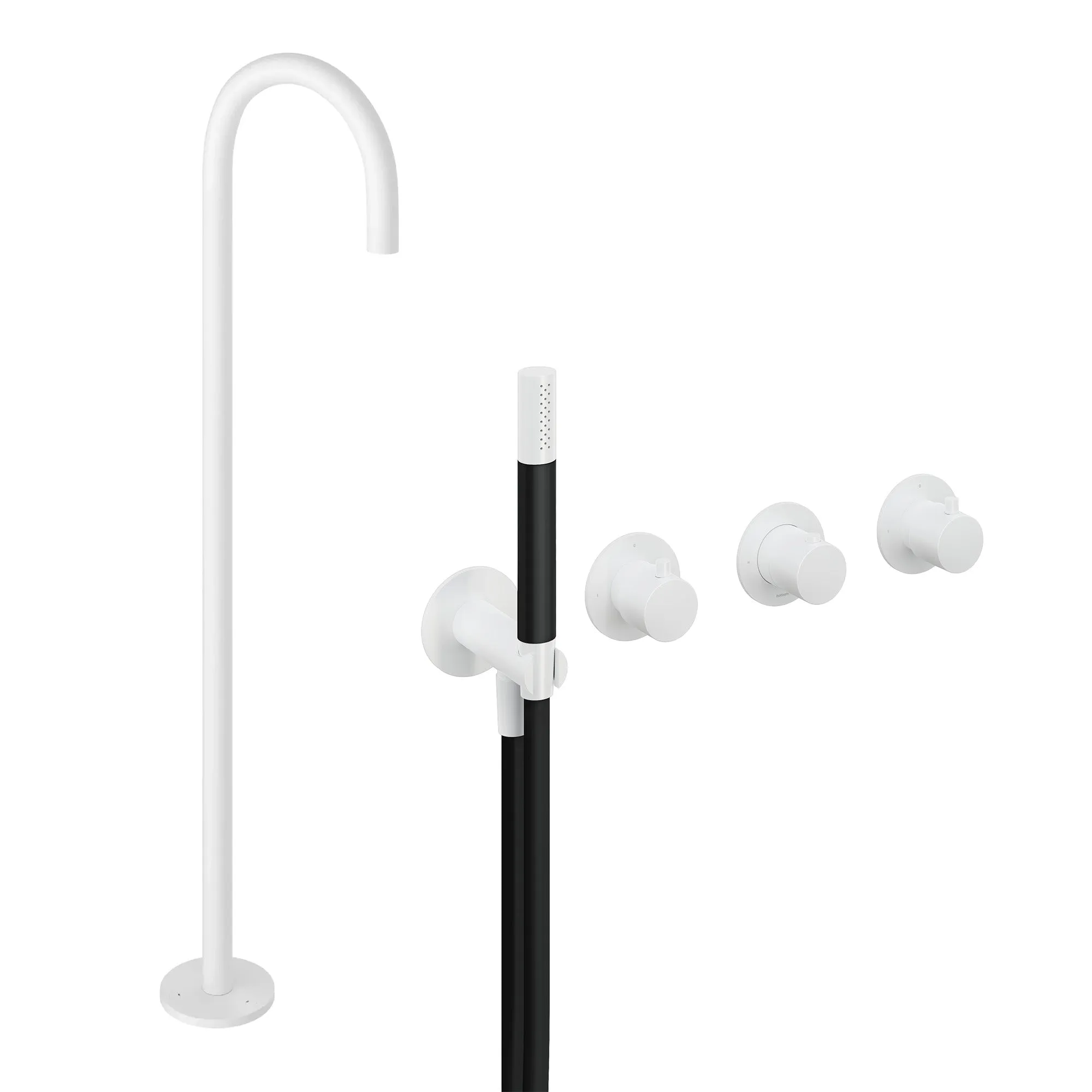 Cobber Floorstanding Bath Spout with 4 Hole Thermostatic Shower Valve and Handset