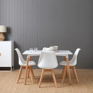 Contemporary 4 Seater Dining Table - White Mocka