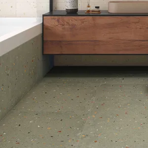 Croccante-R Menta Terrazzo Effect Porcelain Tile 80x80cm Matt