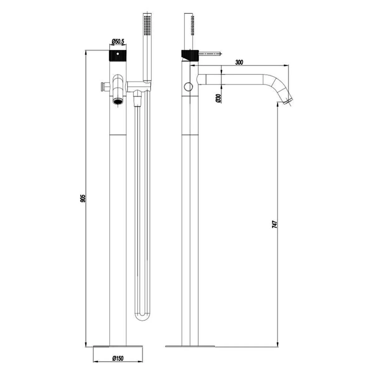 Crosswater 3ONE6 Floorstanding Bath Shower Mixer With Handset
