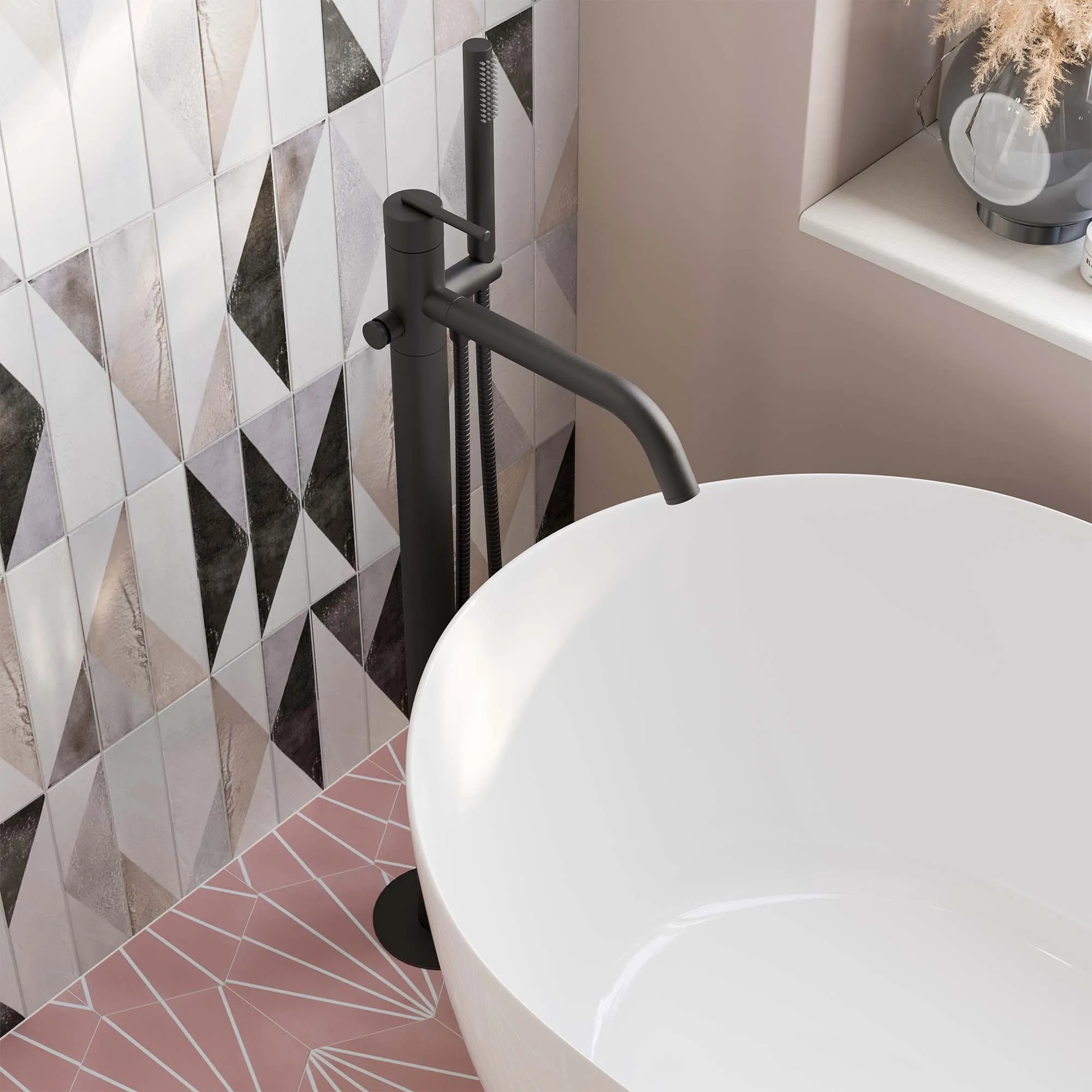 Crosswater 3ONE6 Lever Floorstanding Bath Shower Mixer With Handset