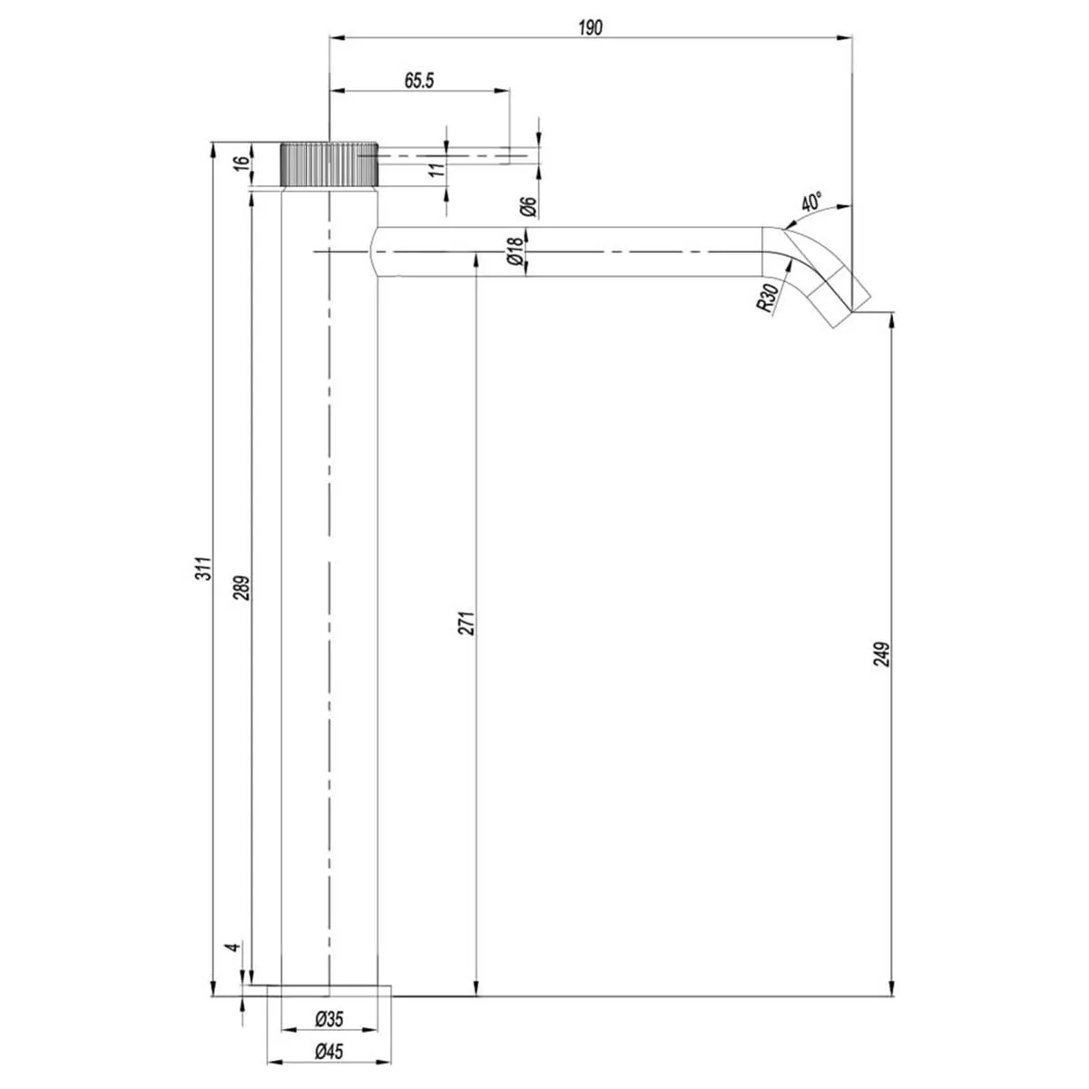 Crosswater 3ONE6 Tall Mono Basin Mixer Tap