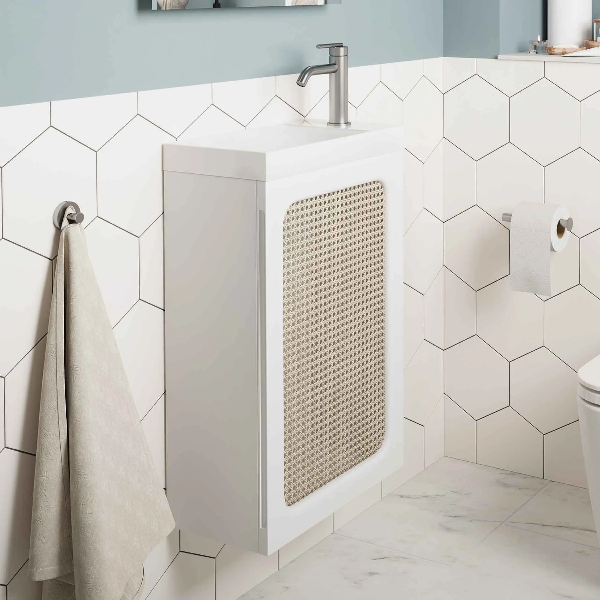 Crosswater Alo Rattan Cloakroom Vanity Unit With Basin