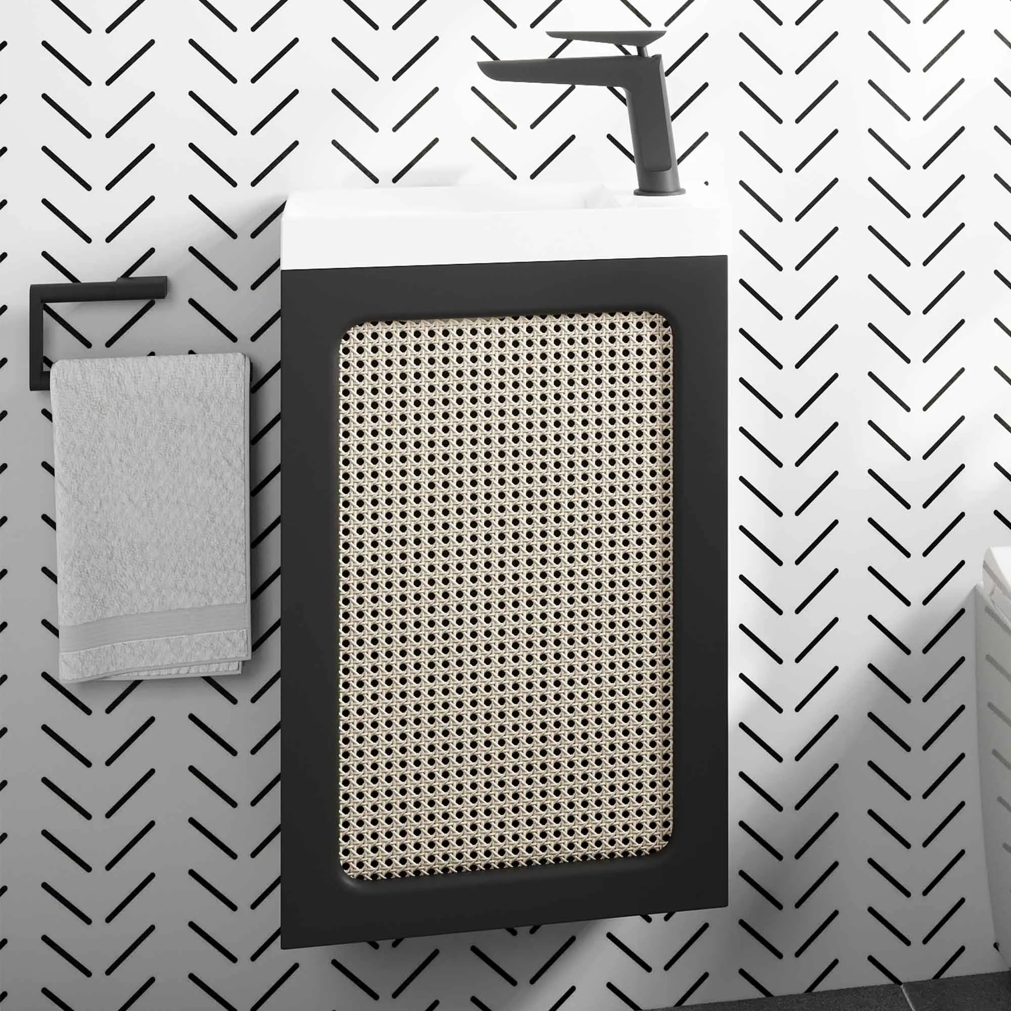 Crosswater Alo Rattan Cloakroom Vanity Unit With Basin