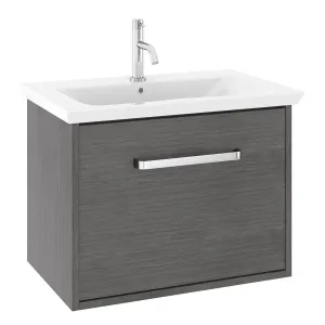 Crosswater Arena Steelwood Wall Hung 1-Drawer Vanity Unit With Ceramic Basin