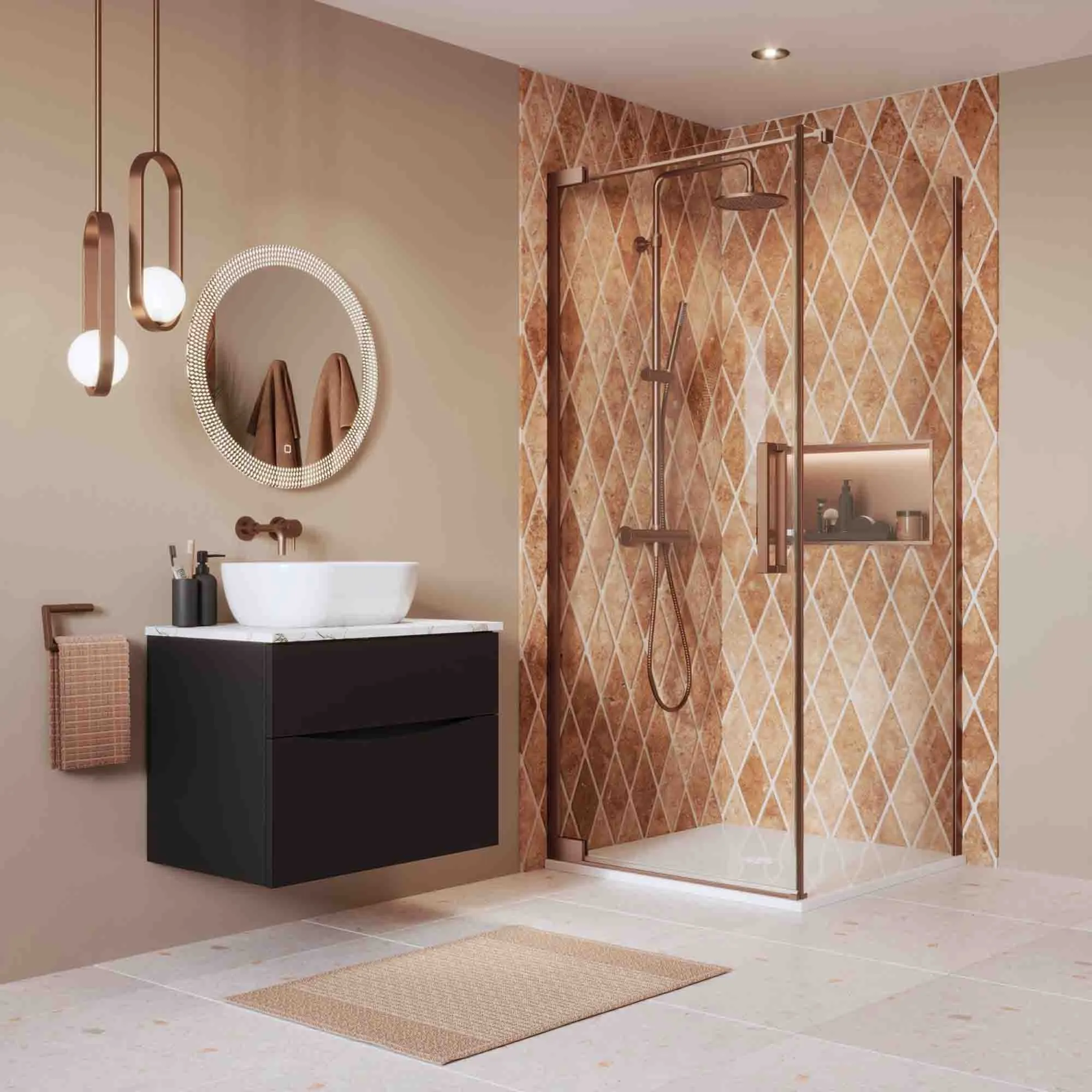 Crosswater Asura Hinged Shower Door & Side Panel - Brushed Bronze