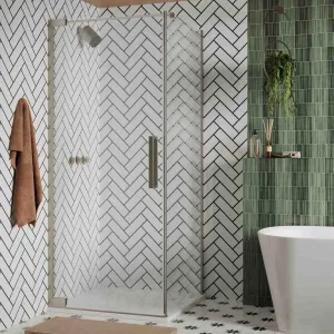 Crosswater Asura Hinged Shower Door & Side Panel - Brushed Stainless Steel